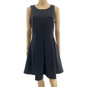 Bar III LARGE Black Sleeveless Pleated Fit & Flare Mini Dress